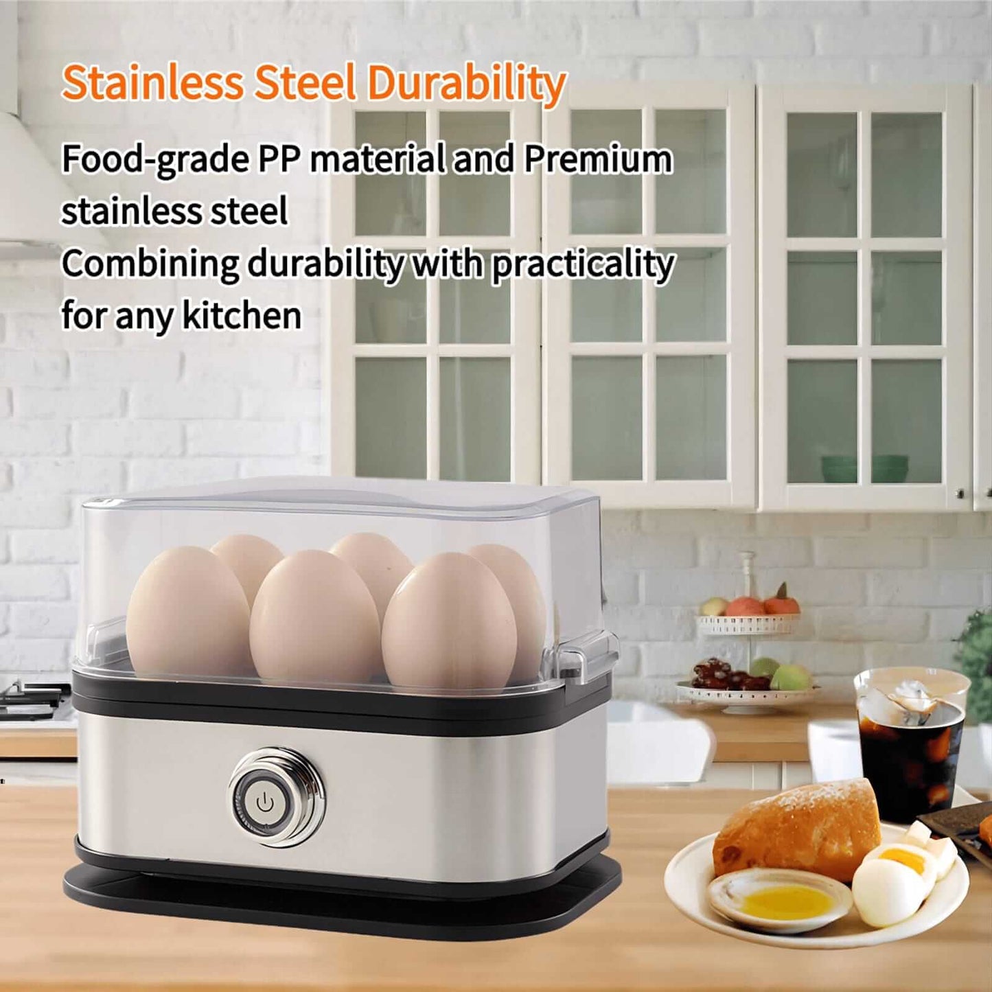 Made in Germany, Rapid Egg Cooker 6 Eggs Capacity Electric Stainless Steel, Soft, Medium, Hard Boiled, Egg Steamer, Egg Poacher With Auto Shut-Off, BPA Free