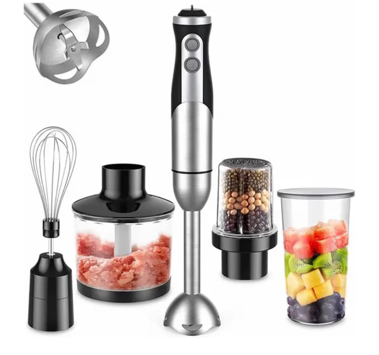 5-in-1 Hand Blender Set – 400W Powerful Mixer with Whisk, Chopper & Beaker | Perfect for Smoothies, Baby Food & Cooking