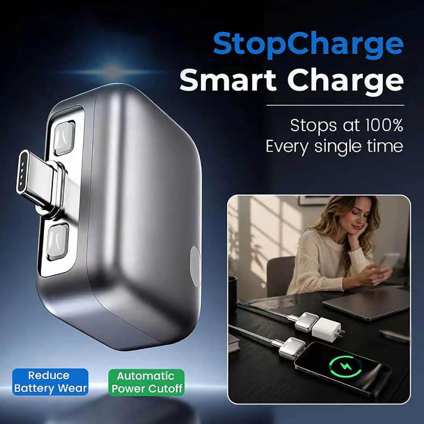 140W Fast Charging Automatic Pop-off Charging Disconnector Type-C, Smart Auto Stop Charging Adapter KH51 by KUWAJIA